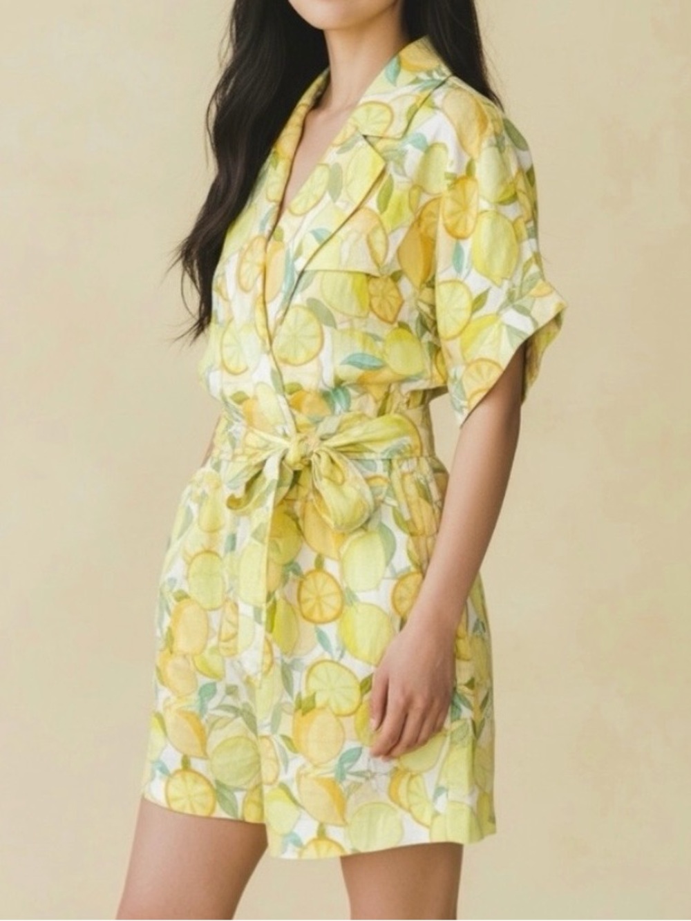 Avec Les Filles Yellow Romper/Jumper with Lemons Size 14
